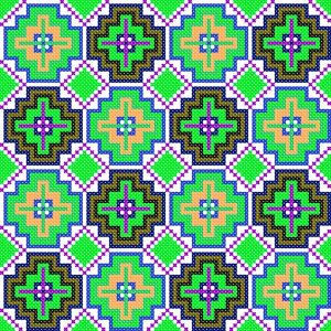 Ethnic Tile Mosaic - Lime Green Hues