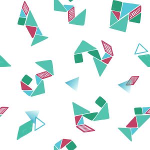 Geometric Confetti Shards - Mint & Coral