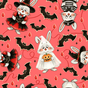 Chinese Zodiac Bunny｜Halloween Cosplay-Red Background