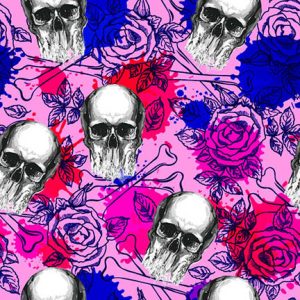 Bright Pop Art Skull Rose Gothic