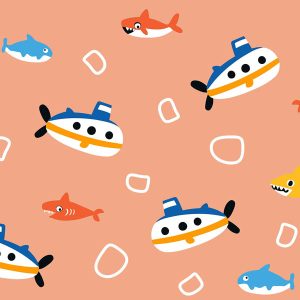 Nautical Fish & Submarine - Coral Peach