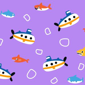 Nautical Fish & Submarine - Lavender Purple