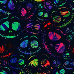 Neon Bright Tropical Skull