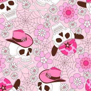 Y2K Cowboy Skull Daisy-Pink