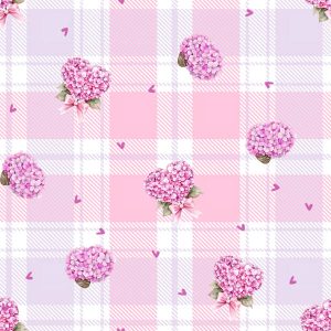Gingham Plaid Heart Hydrangea Bow