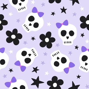 Lavender Purple Skull Bow