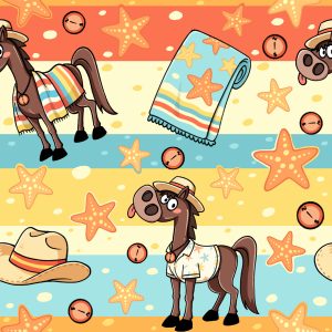 Summer Beach Horse Starfish Towel