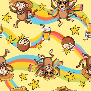 Summer Beach Monkey Rainbow Coconut
