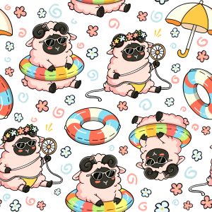 Summer Beach Sheep Swim Ring