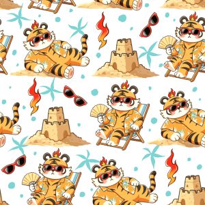 Summer Beach Tiger Sandcastle