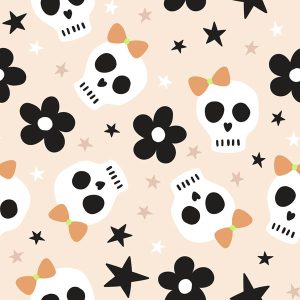 Neutral Beige Skull Bow