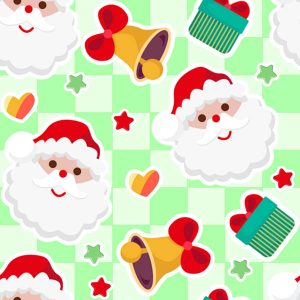 Mint Green Check Santa Sticker Christmas