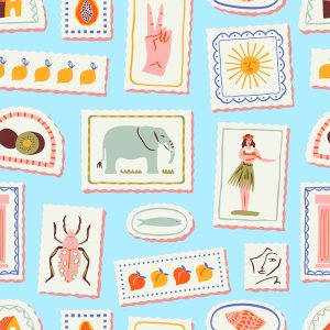 Tropical Safari Collage - Sky Blue