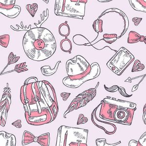 Vintage School Doodles - Blush Pink
