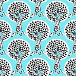Whimsical Orchard Trees - Sky Blue