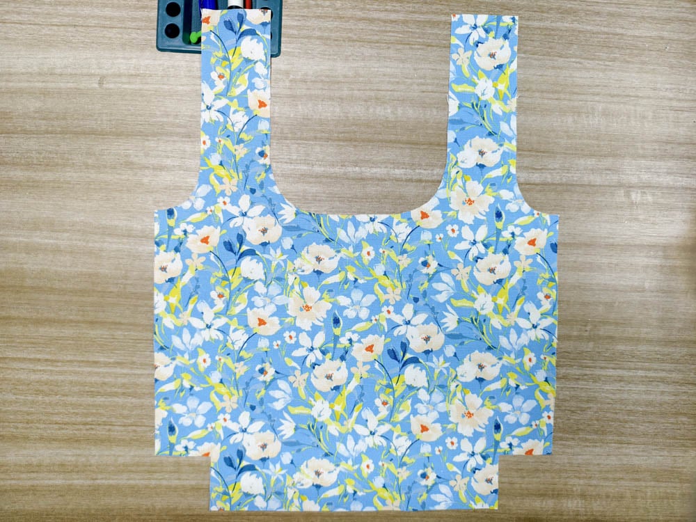 cut through the folded fabric 2